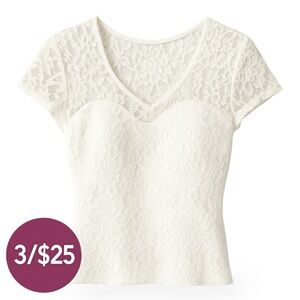 NoBo • Sweetheart Bust Lace Top • Ivory • M (Juniors)